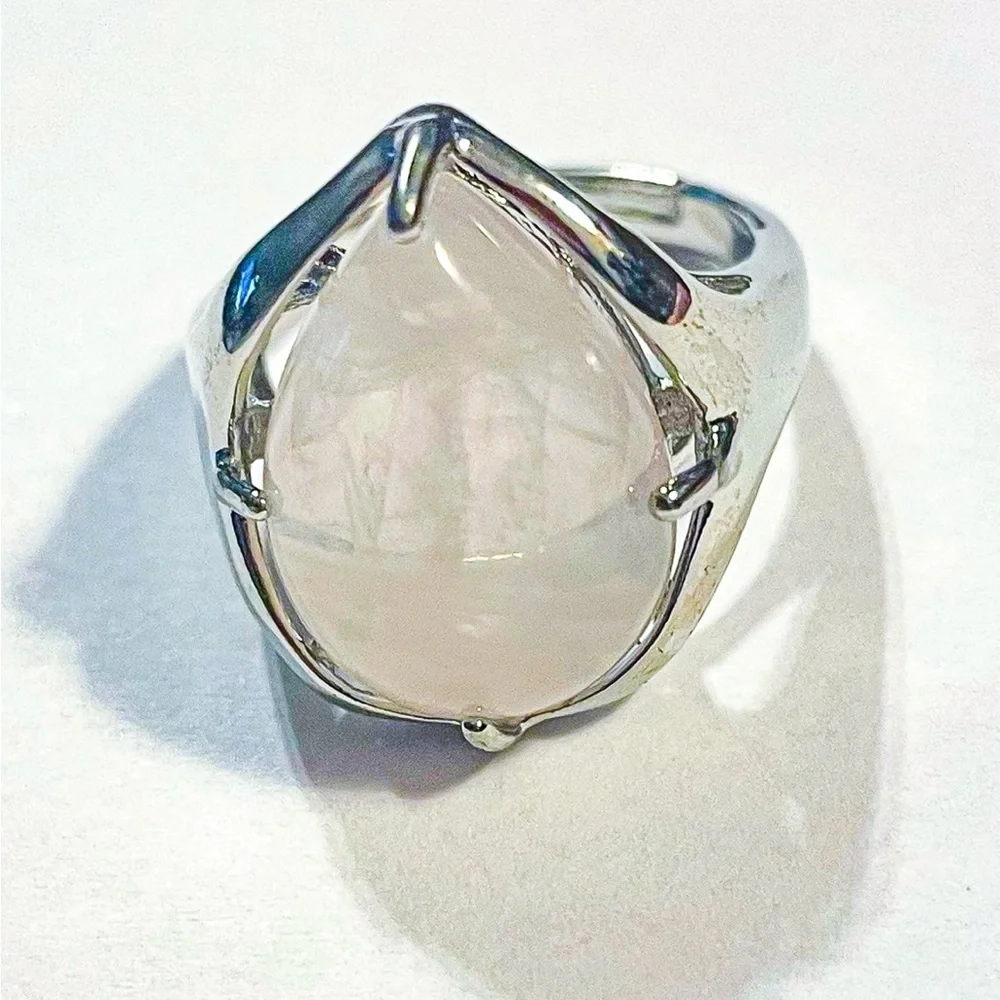 Quartz Teardrop Gemstone Adjustable Ring